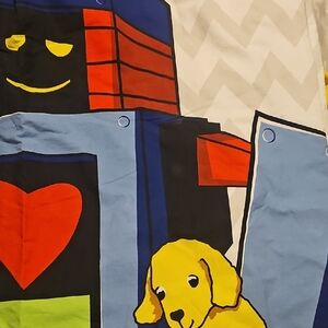 Ikea Twin Playful Puppy & Robot Printed Duvet Cover - Yellow, Red, Blue, Black